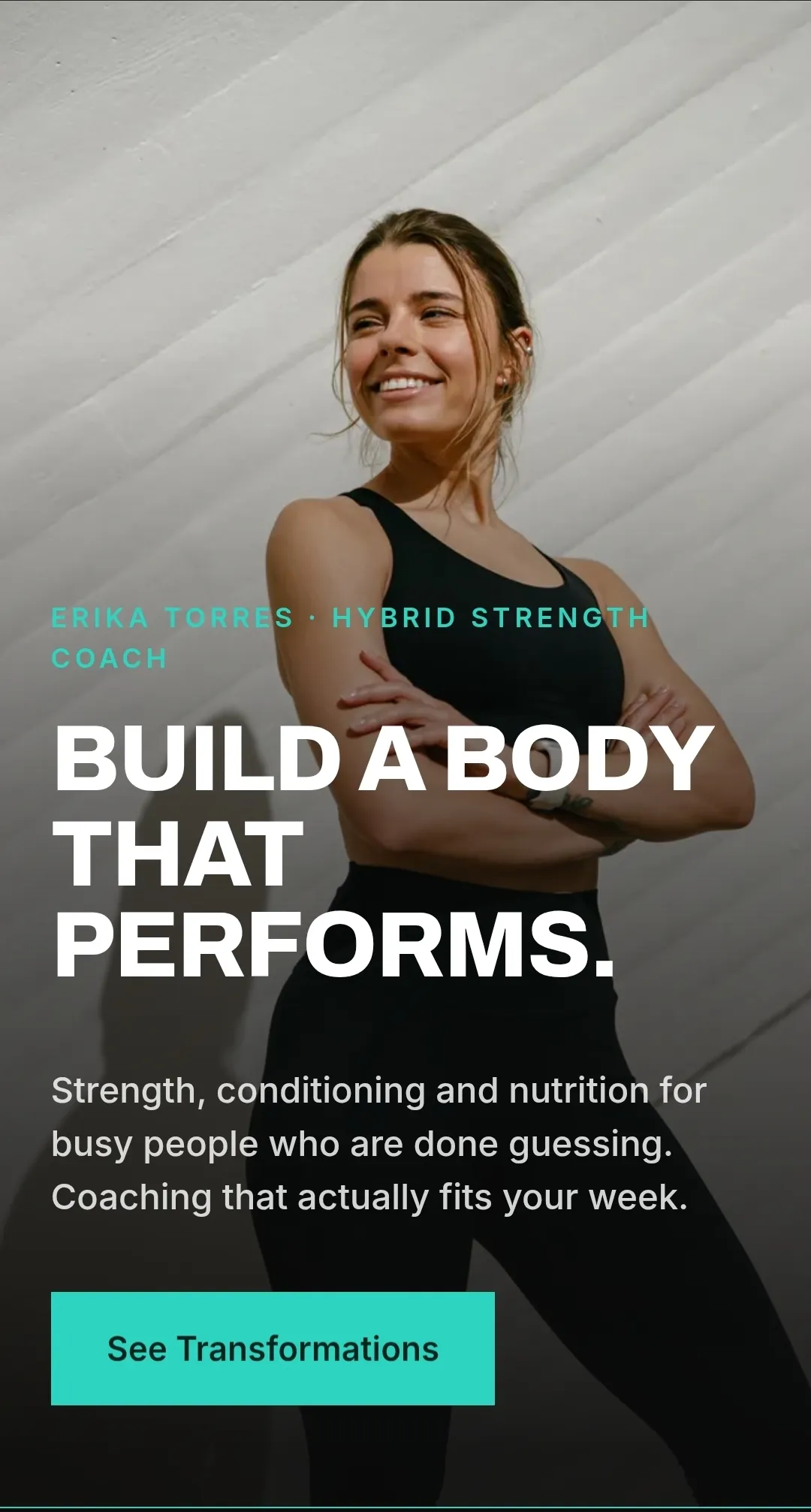 A bespoke fitness coach hero section